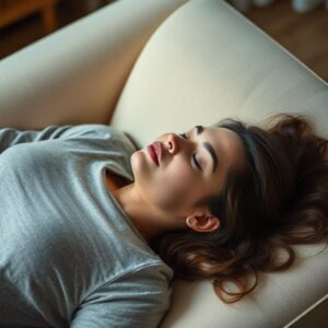 Relaxed woman getting hypnotherapy